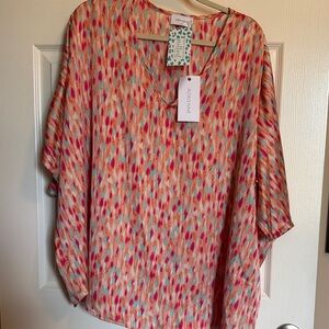 Adrienne Women's Vibrant Pink and Blue Blouse